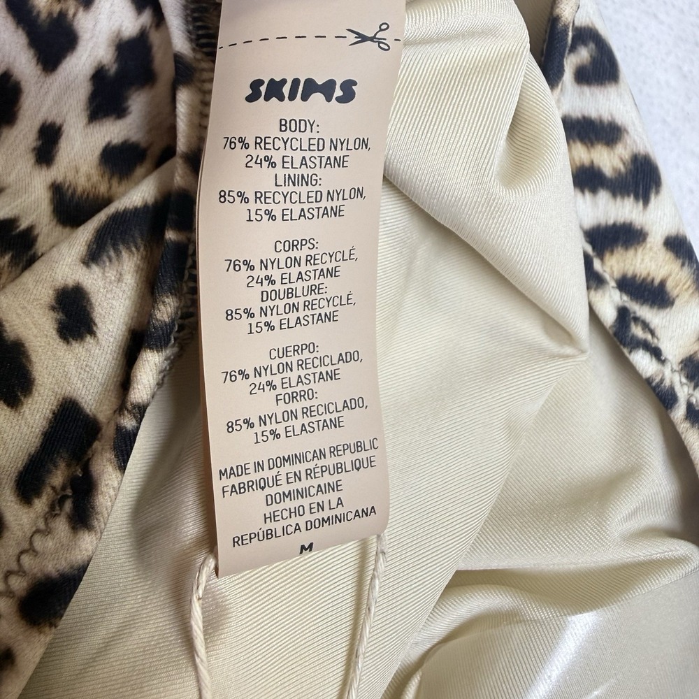 NWT SKIMS Signature Swim Zip Front Sleeveless 1 Piece Champagne Leopard Print M - Picture 9 of 11